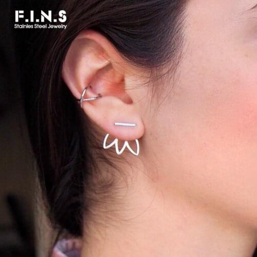 F.I.N.S Trendy Lotus Hollow Stud Earrings for Women Detachable Stainless Steel Earrings sets Studs Earrings Fashion Jewelry
