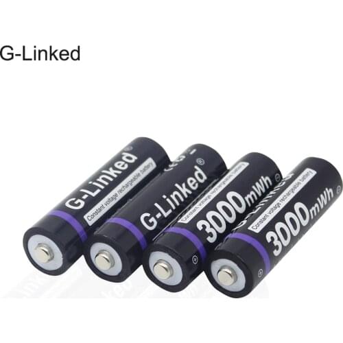 G-Linked Li-ion AA Battery 3000mWh Rechargeable Battery Lithium 1.5 V AA Battery for Clocks, Mice, Computers, Toys
