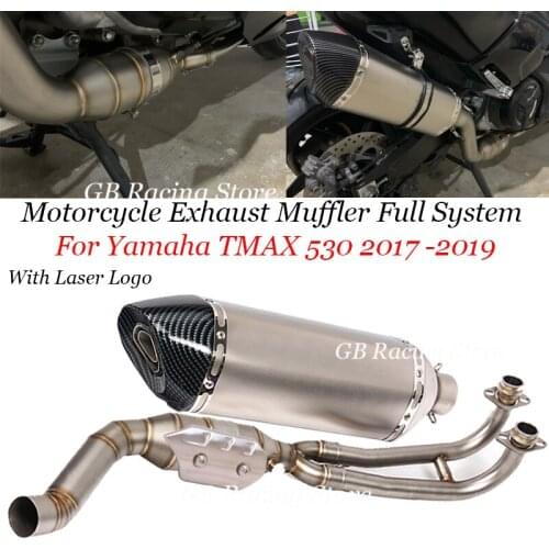 For Yamaha TMAX 530 2017 2018 2019 Motorcycle Exhaust Muffler Silencer Escape Tip with DB Killer Baffle Link Connector