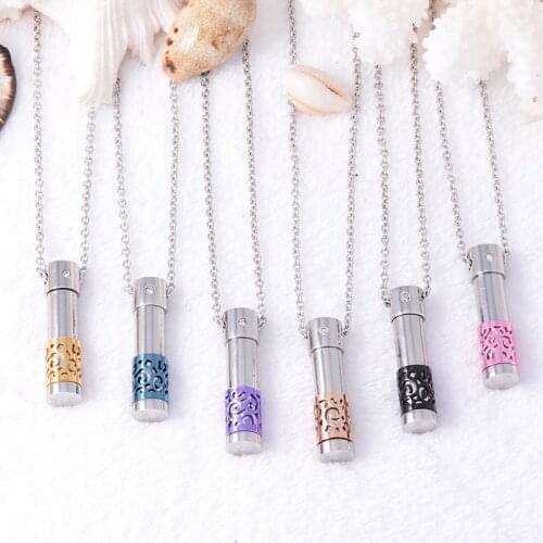 IJD2451 Wholesale! Never Fade Stainless Steel Essential Oil Diffuser memorial Locket Pendant CREMATION NECKLACE For Women Men