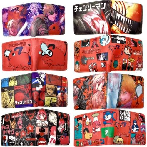 Anime Chainsaw Man Cosplay Pochita Power Denji Kawaii Wallet Mini Card Holder Leather Zipper Coin Purse Pocket Props Gifts