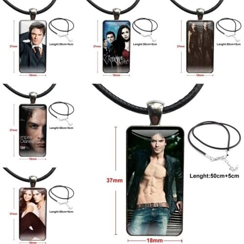 Classic For Kids Beads The Vampire Diaries Damon Salvatore Ian Somerhalder Fashion Glass Cabochon Pendant Necklace Women Steel