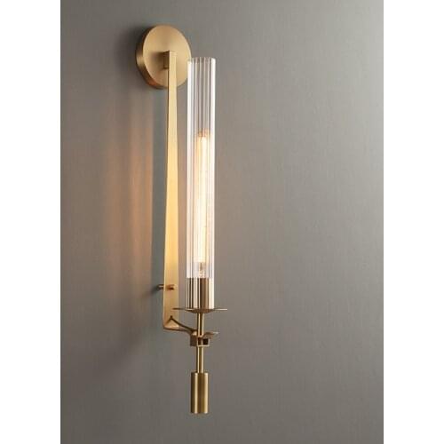 Postmodern classical copper light wall lamp designer model room living room porch background wall lamp bedroom bedside lamp