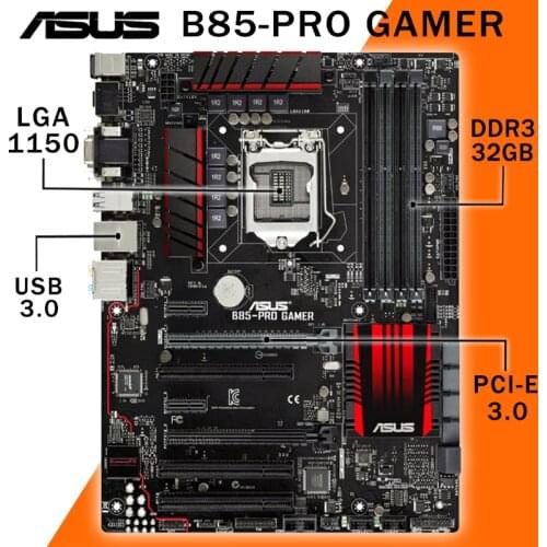 LGA 1150 Asus B85-PRO GAMER 1150 Motherboard DDR3 Core i7/i5/i3 1600MHz Overlocking Intel B85 Gaming Placa-mãe 1150 ATX Used