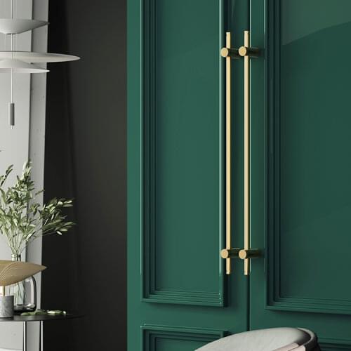 Copper extension handle Nordic pure copper modern simple gold light luxury overall wardrobe cabinet bathroom cabinet long handle