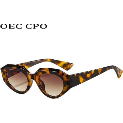 OEC CPO Fashion Punk Oval Sunglasses Women Vintage Cat Eye Sunglasses Men Steampunk Leopard Orange Glasses UV400 Eyewear O771