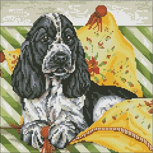 Pet dog on the sofa patterns counted 11CT 14CT 18CT Cross Stitch Set DIY Cross-stitch Kit Embroidery Needlework Home Decor