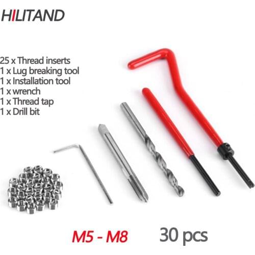 30 Piece M5 M6 M8 Thread Repair Insert Kit Compatible Hand Tool Set for Auto Repairing Tools Thread tap Wrench Drill bit New