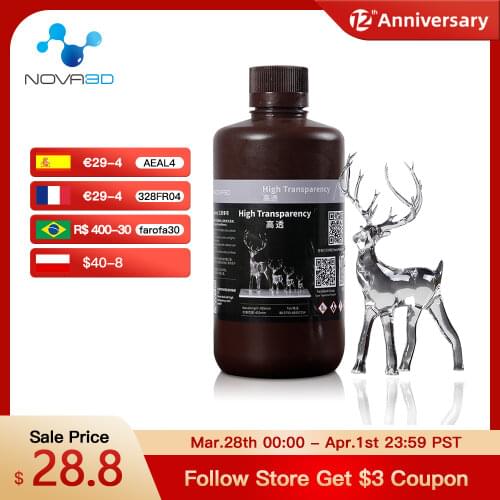 NOVA3D High Transparency UV Resin 3d Printer MONO 405nm Photopolymer Resin for Photon MONO X 3d Printing Ultra Clear Materials