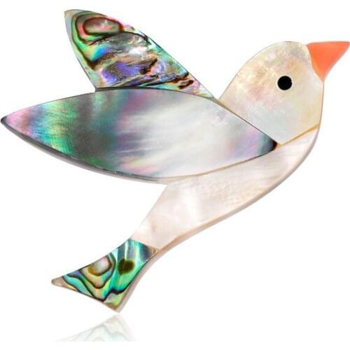 2019 New Simple Vintage Shell Bird Brooch Pin for Girl Women Fashion Animal Corsage Jewelry Accessories Gift