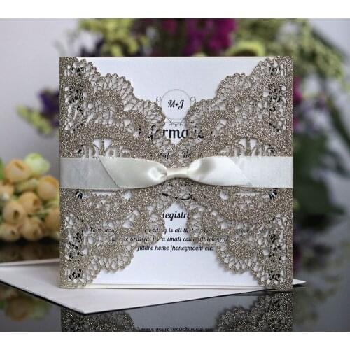 100pcs/Lot New Arrival Flowers 6 colors Pearlescent Wedding Invitations Cards Laser Cut Invitations card For Wedding Party