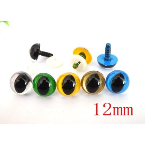 50pcs 12mm plastic safety toy cat eyes for plush doll accessories--color option