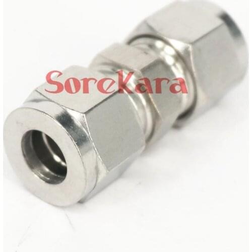 Fit 1/4" Tube O/D 304 Stainless Steel Pipe Compression Fitting Union Connector