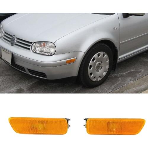 RH & LH Yellow Grey Front Bumper Reflector Side Marker Lights For 1999-2004 MK4 Golf/Jetta