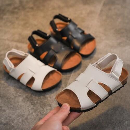 Children Sandals Boys Summer Beach Breathable Soft Bottom Sole Shoes For Toddler Girls White Hook Loop Fastern Footwear