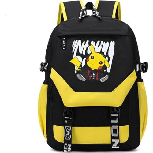 Pokemon Pikachu Schoolbag Canvas Backpack Students Shoulders Bag Pocket Poke Mon Go Haunter School Bags Laptop Bags Travel Bag