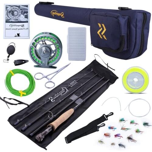 Sougayilang 2.8m Portable Fly Fishing Rod and 5/6 Fly Fishing Reel Combo Fishing Rod Fishing Line Lure Bag Full Set Accessories
