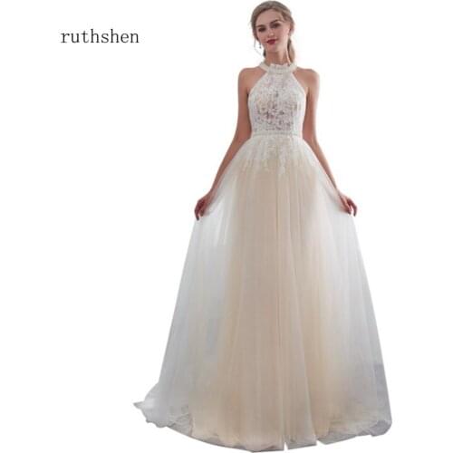 Ruthshen Luxury Lace Wedding Dresses 2020 Floor Length Wedding Gowns Real Photo Simple Country Bridal Gowns Vestidos De Noiva