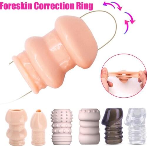 Penis Erection Sex Toy for Men Delay Ejaculation Elastic Penis Ring Sleeve Male Masturbation Foreskin Correction CockRing Sleeve