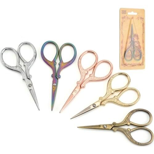 Embroidery Vintage Stitch Sewing Scissors Retro Fabric Cut Stainless Steel Tailor Scissor For Needlework Household Sewing Tools