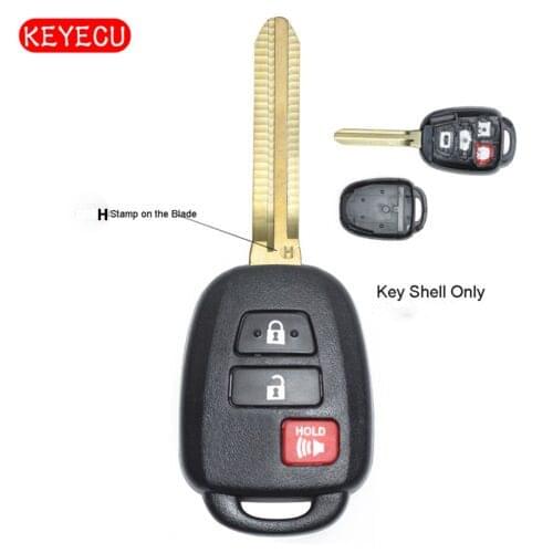 Keyecu 10PCS/LOT Replacement Remote Key Shell Case 2+1 Button Fob for Toyota HYQ12BDM (H Stamp on Blade)