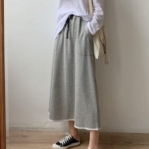 Long Skirt Women Solid Simple All Match High Waist Skirts Womens Korean Fashion Females Casual Comfortable Vintage Harajuku Soft