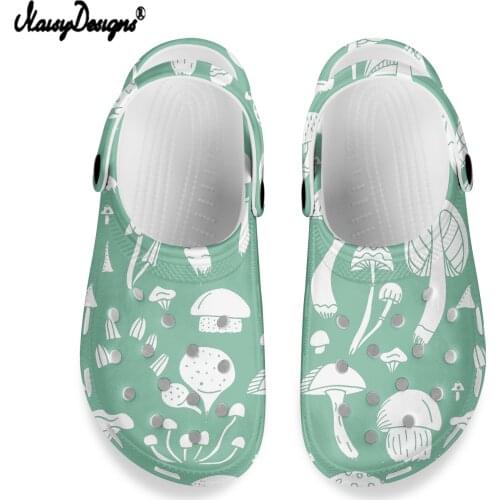 NOISYDESIGNS Colorful Mushroom Printing Women Men Beach Flat Slippers Comfortable Summer Non-slip New Hole Shoes Female Sandals