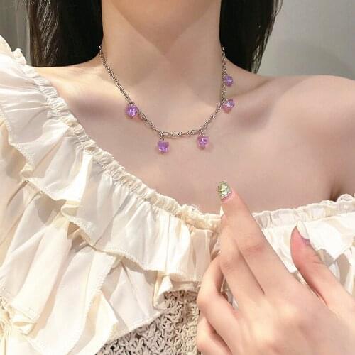 Korean ins wind crystal butterfly temperament fashion design pendant net red personality trendy necklace female