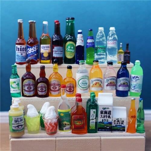 1:12 Dollhouse Miniature Food Play Ornaments Mini Scene Props Foreign Wine Sake Soda Bottle Model Accessories