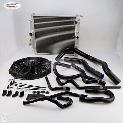 2 ROW 28/32MM IN/OUT PIPE Aluminum Radiator 92-00 FOR Honda FOR Civic EK EG D15 D16 B16 B18 Radiator+Fan+The fan frame