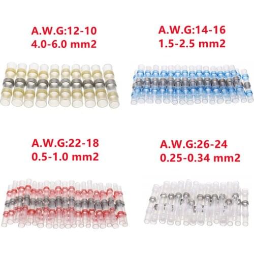 20Pcs Waterproof Heat Shrink Connectors Soldering Sleeve Tube Seal Insulated Electrical Wire Splices Kit For Marine Automobile