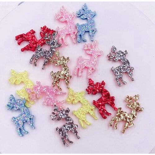 40PCS Felt Fabric Glitter Paillette Mini Deer Appliques Wedding DIY Sewing Patch Handmade Childrens Hair Accessories Craft SE42