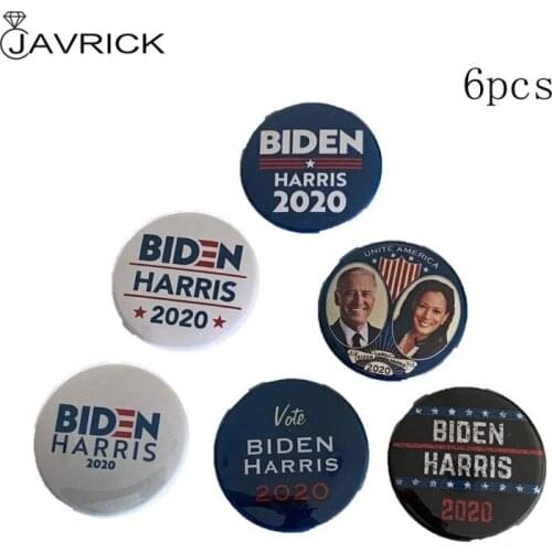 6 Pcs Democratic 2020 Biden Harris President Voting Brooch Badge for Outdoor Activity Rally Sign Clothing Accessories