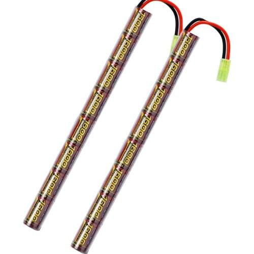 2PCS 2/3A 9.6v 1600mAh Stick NIMH Airsoft Guns Battery Pack with Mini Tamiya Connector for AK47,MP5K,RPK,PKM,G36C,MC51
