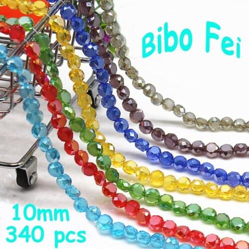 Free shipping 10mm 340PCS oval multi-faceted crystal beads, glass beads, bread crystal beads, bracelet necklace jewelry DIY