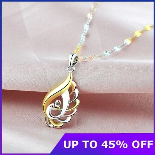 Real 925 Sterling Silver Female Necklace 18k Color Gold Pure Argentum Peacock Pendant Neck Chain Jewelry Valentines Day Gifts