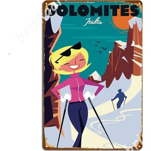 Dolomites Ski Poster Metal Signs Wall Cave Cinema Vintage Painting Décor Tin sign Posters