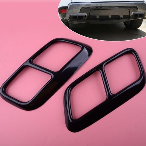 DWCX 2pcs Black 304 Stainless Steel Exhaust Mufflers Cover Frame Trim Moulding Fit For Land Rover Range Rover Sport 2018 2019