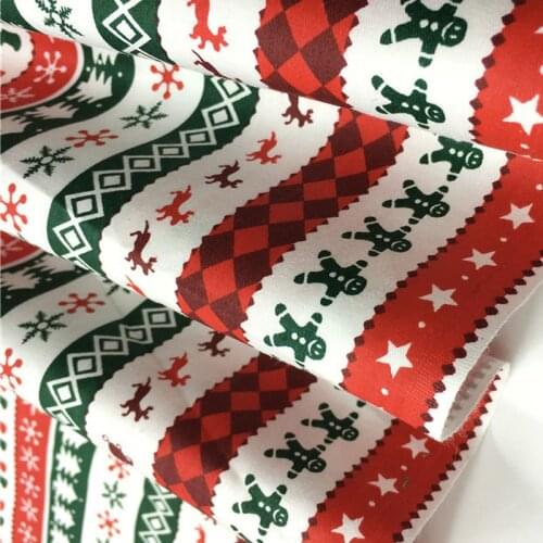 100% Cotton viaPhil Brand Green Red White Christmas Xms Stripe Printed Fabric Patchwork Cloth Dress Home Decor