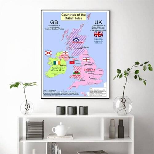2010 The United Kingdom Map 59*84 cm Wall Art Poster Canvas Painting Living Room Home Decoration Travel School Supplies