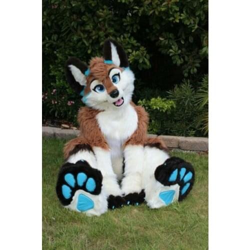 New Long Fur Husky Dog Fox Fur suit Mascot Costume Suit Cute Halloween Cosplay Dress Adult Birthday Gifts