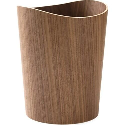 Creative Storage Wooden Trash Can Home Bucket Garbage Bin Hotel Living Room F62A