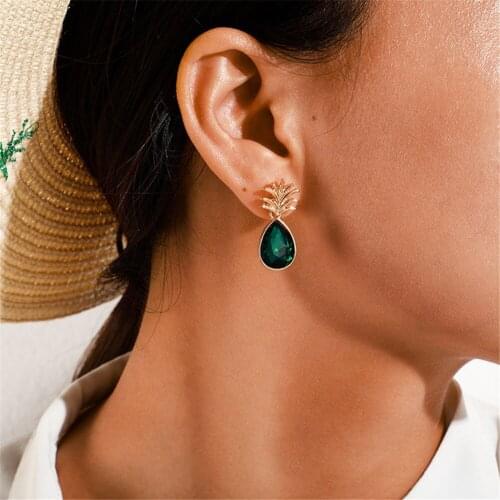 LIMARIO Luxury Rhinestone Pineapple Drop Earrings for Women Girls 2021 New Bijoux Dangle Earring Party Jewelry Gifts Gold Trendy