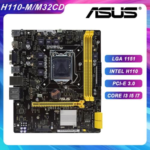 ASUS H110-M/M32CD/DP_MB PC Motherboard DDR3 Intel H110 LGA 1151 CPU M-ATX 16GB PCI-E X16 Slot Original Desktop Motherboards