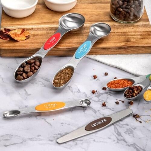 7-piece stainless Steel Magnetic Double-head Measuring Spoon Measuring Spoon Measuring Cup Set Baking Seasoning Spoon