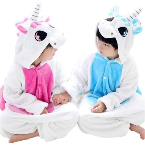 Cute kids one-piece pajamas lovely cartoon unicorn style sleepwear for 3-10yrs children boys girls onesie pajamas night clothes