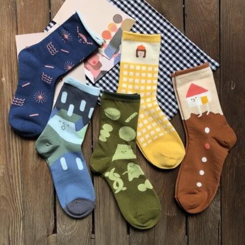 Funny Cartoon Female Cute Food Socks Creative Novelty Matcha Honey Art Socks Soft Breathable Cotton In Tube Kawaii Socks