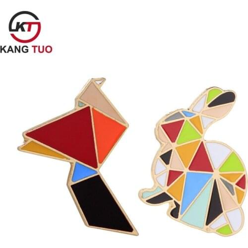 Fashion Creativity Cartoon Geometric Rainbow Bunny Colorful Enamel Brooch Alloy Pins For Gifts Wholesale 24pcs/lot