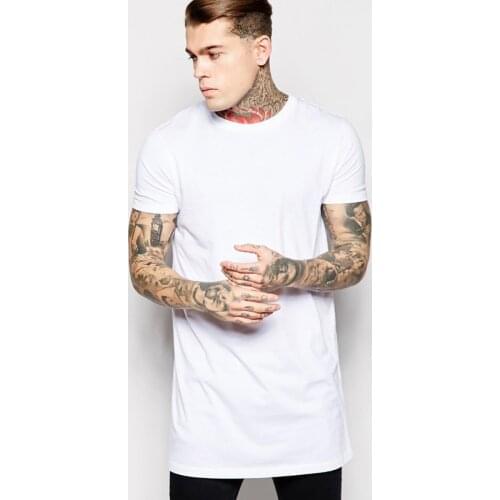 2020 Mens White Casual Long T Shirt Hip hop Tops Cotton Clothing StreetWear extra long tee shirts for men Longline t-shirt