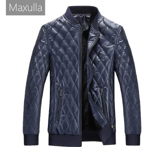 Maxulla Mens PU Jacket Casual Men Fleece Warm Faux Leather Coats Fashion Slim Fit Outwear Biker Motorcycle Jackets Man Clothing
